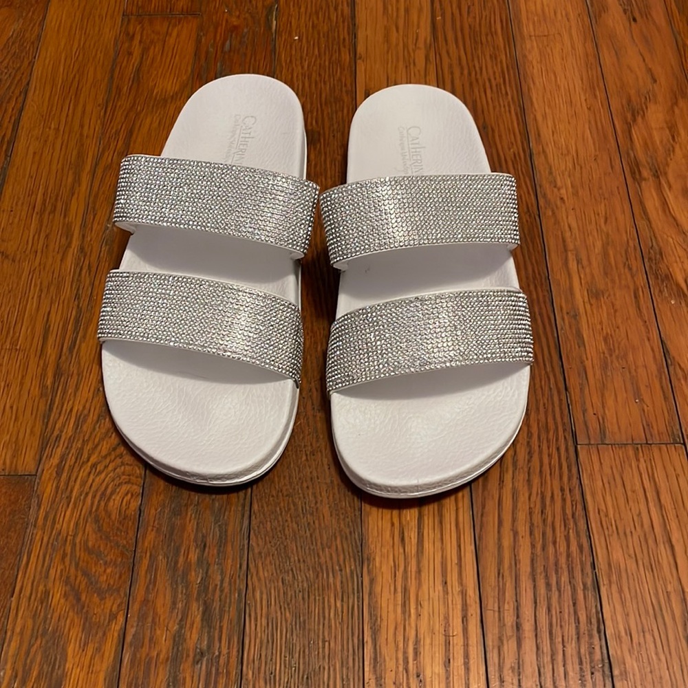 Never been worn Catherine “bling poolside” slides